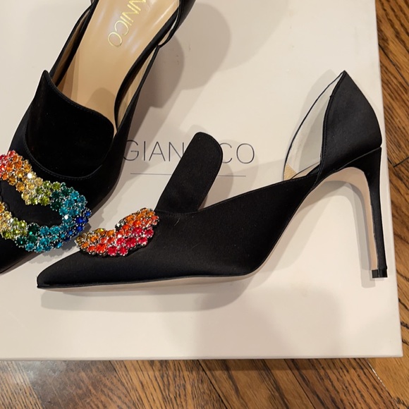 NIB Giannico Daphne Black Crystal Pumps 7 - Picture 4 of 5